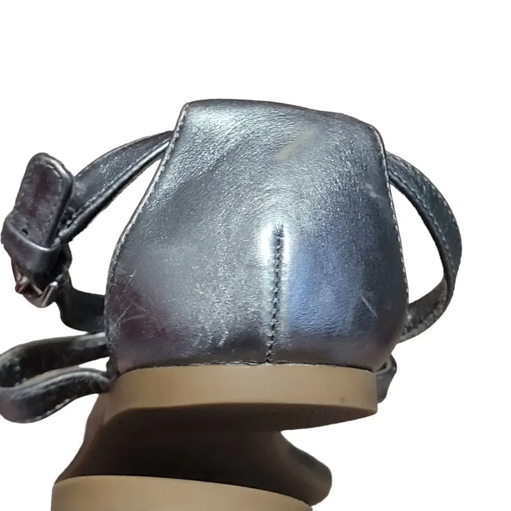 Coach Metallic Silver T-Strap Sandals
